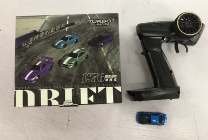 Kids & Adults Mini 2.4GHz 1:76 Scale RC Drift Car - Gyro Stabilized, Remote Control, 2 Bodies (Turbo Racing C64)